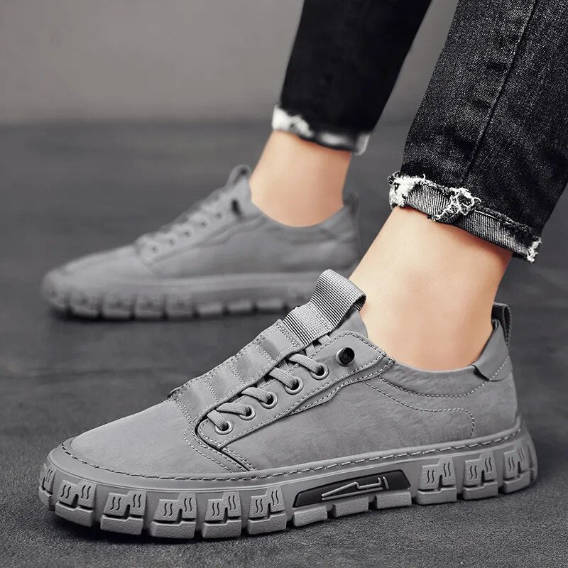 Gray Casual Sports Shoes for Men Sneakers Breathable Lace Up Slip on Shoes - TaMNz