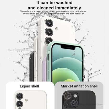 S24 S23 S22 Ultra Case Square Liquid Silicone Phone Cases For Samsung Galaxy S24 S 24 S23 S22 Ultra Plus S24Ultra Soft TPU Cover