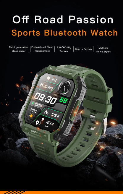 Smartwatch 5ATM waterproof Blood Sugar for men women smartwatch Outdoor Sports Bluetooth call AI Voice - TaMNz