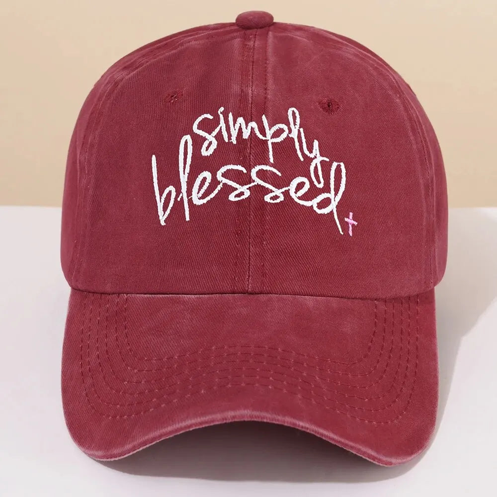 Simply Blessed Embroidered Wash Baseball Hat Men's Fashion Sunshade Personality Soft Top Duck Tongue Hat Women - Tamnz