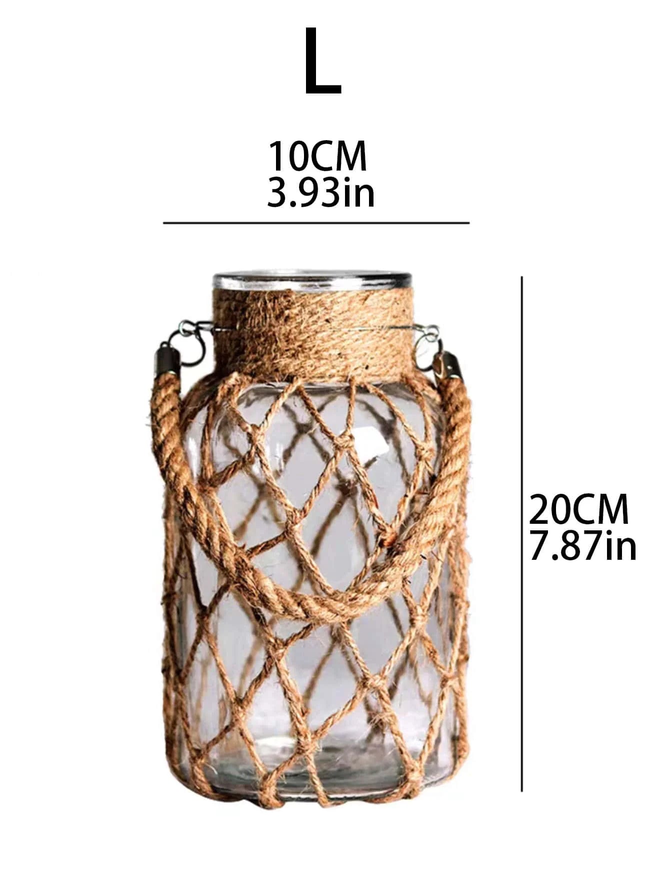 Rustic Hanging Glass Vase Rope Net Dry Flower Glass Vase with Art Hemp Rope Home Transparent Living Room Decor Table Decoration - Tamnz