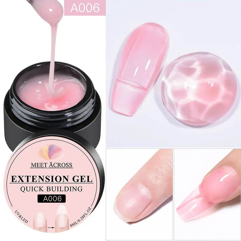 MEET ACROSS 7ml Clear Non Stick Hand Solid Extension Nail Gel Polish Carving Flower Nail Art Building UV Gel Acrylic Varnish - Tamnz