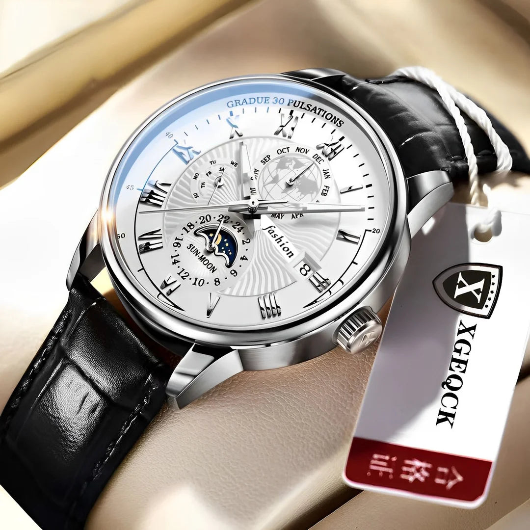 China Brand ACHENGY Men Watch Fashion Top Luxury Sport Men's Wristwatch Waterproof Luminous Leather Date Quartz Watches Manclock