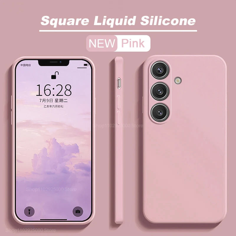 S24 S23 S22 Ultra Case Square Liquid Silicone Phone Cases For Samsung Galaxy S24 S 24 S23 S22 Ultra Plus S24Ultra Soft TPU Cover