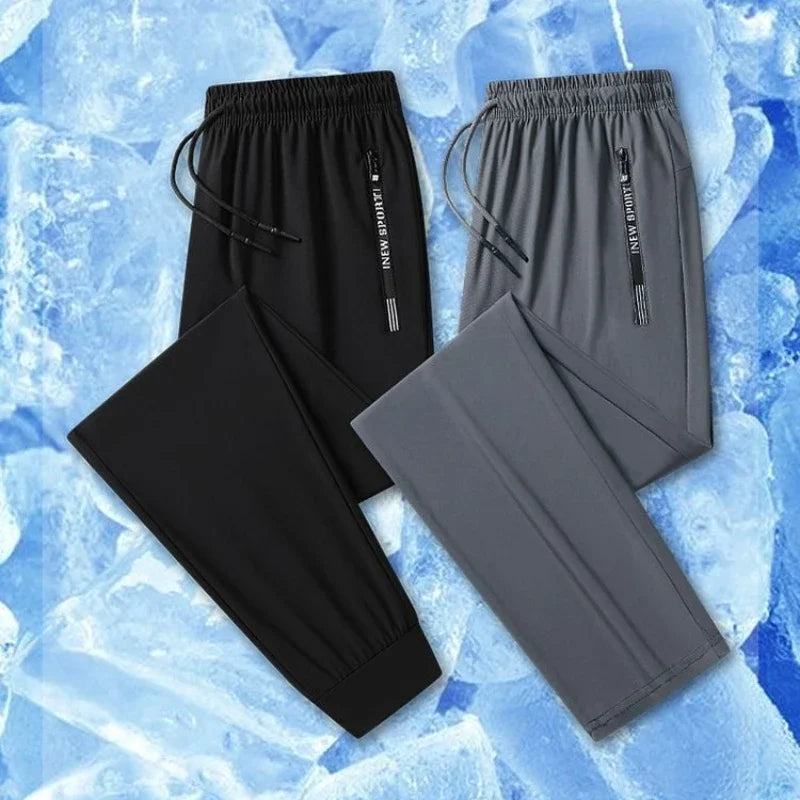 Ice Silk Pants Summer Men's Pants Thin Casual Loose Thin Plus Size Ice Silk Sweat Pants - TaMNz