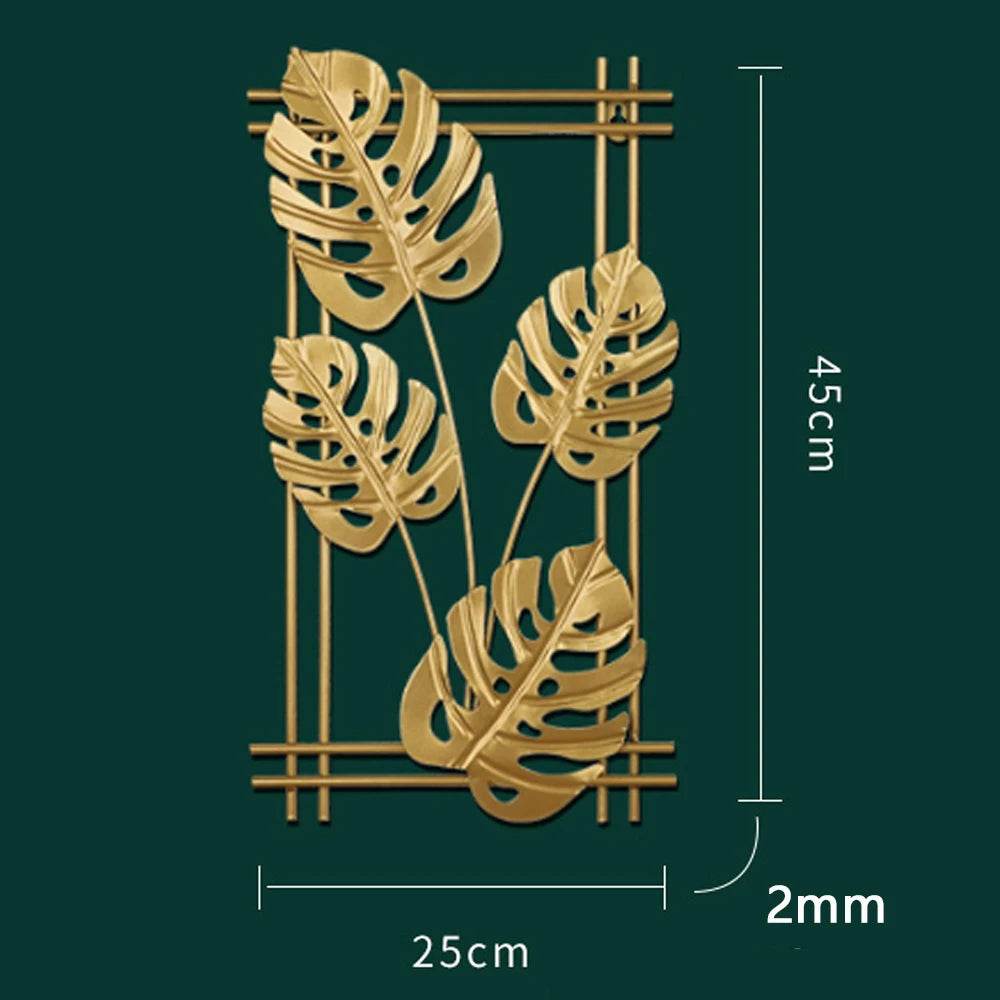 Nordic Metal Leaf Iron Wall Hanging Decor Plant Ginkgo Palm Maple Leaves Wall Pendant Mural Living Room Bedroom Home Decoration - Tamnz