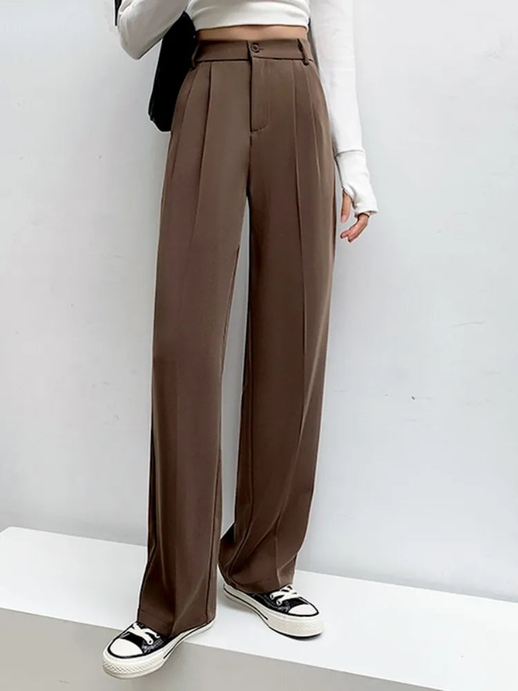 Casual High Waist Loose Wide Leg Pants for Women Spring Autumn New Female Floor-Length White Suits Pants Ladies Long Trousers - TaMNz