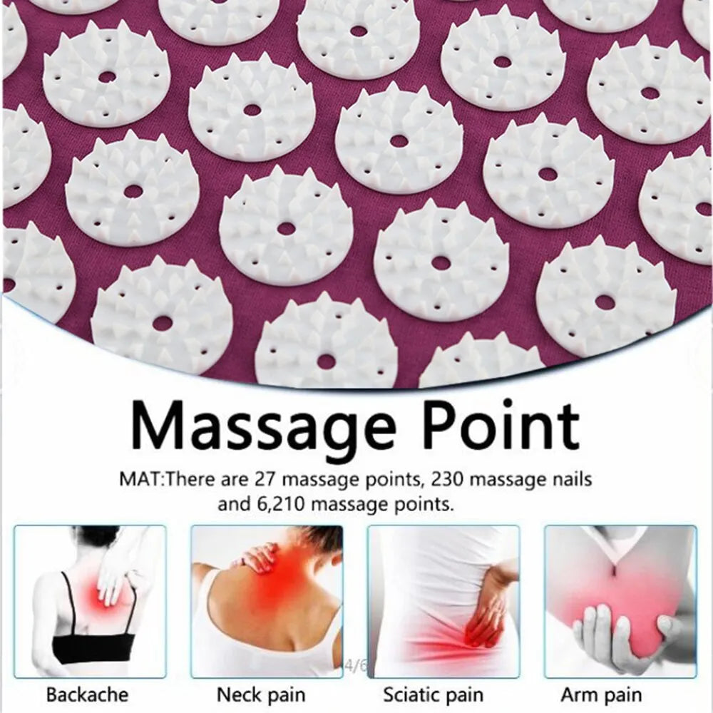 Yoga Massage Mat Acupressure Relieve Stress Back Cushion Massage Yoga Mat Back Pain Relief Needle Pad With Pillow - TaMNz