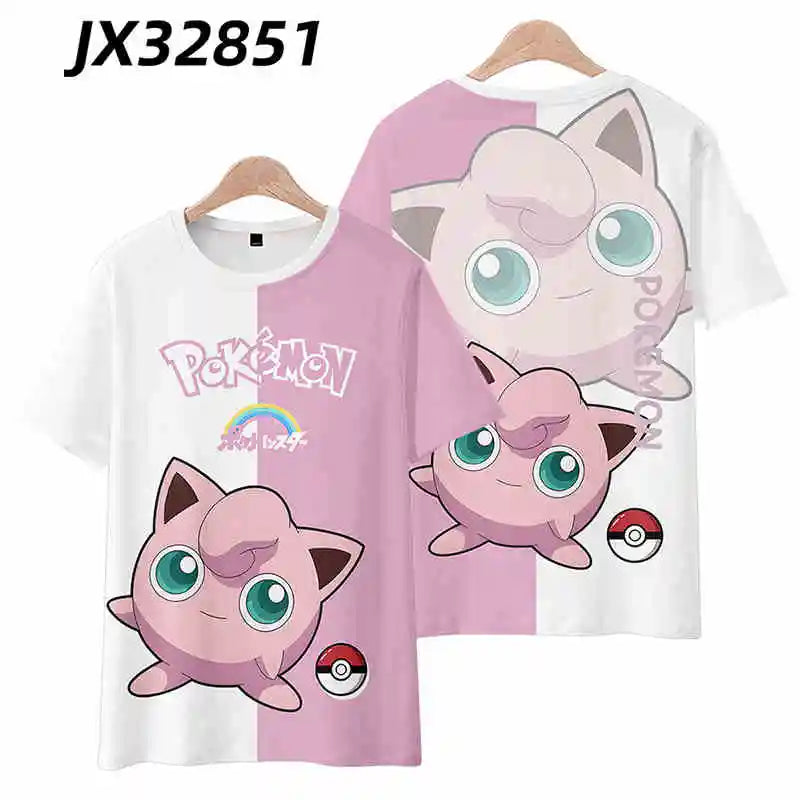 2024 Pokémon Womens T-Shirts Tops Pokemon 3d Print T Shirt Trendy Summer Casual Short Sleeve Pikachu Cute daily Clothing Tee New