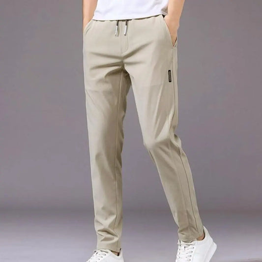 Men Pants Elastic Waist Trendy Polyester Casual Drawstring Men Trouser for Street Wear - TaMNz
