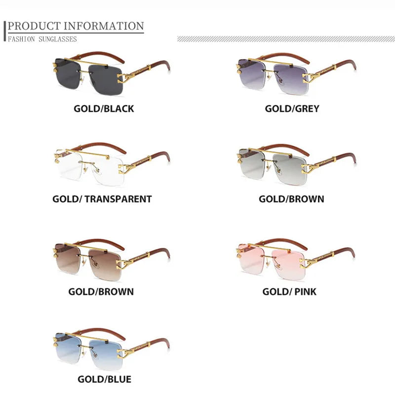 Retro Square Sunglasses Luxury Brand Designer Gold Lion Decoration Sun Glasses - TaMNz