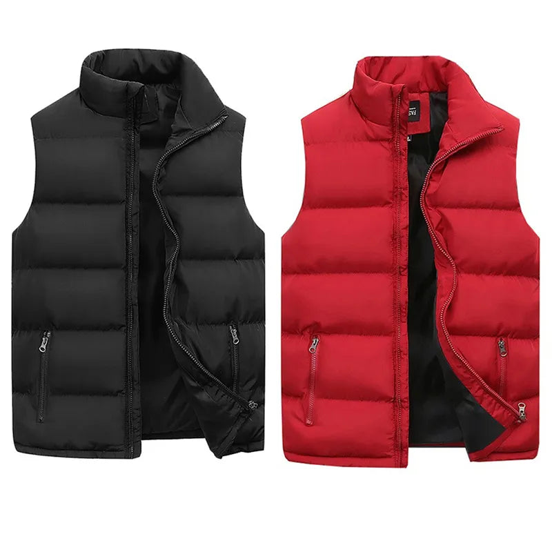Autumn Winter Warm Zipper Top Clothes Versatile Waterproof Down Thickened Sleeveless - TaMNz