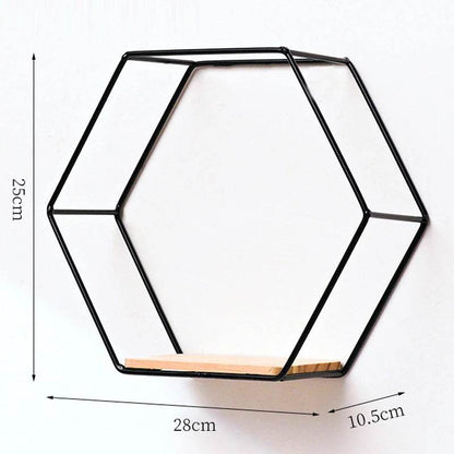 Floating Wall Shelf Sundries Storage Holder Living Room Home Decoration Wall Mounted Hexagon Shelf Handicraft Display Rack - Tamnz