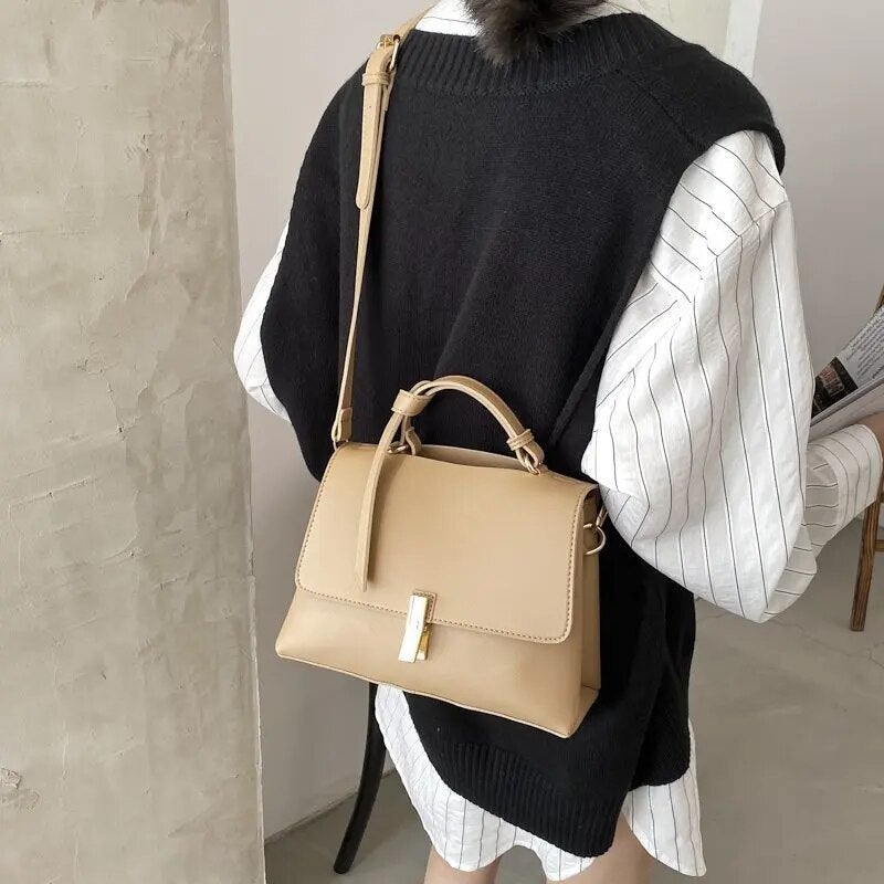 Women Leather Handbags Simple Top-handle Bags Female Vintage Shoulder Bag for Girls Bolsa Ladies Crossbody Bags Sac Casual Tote - TaMNz