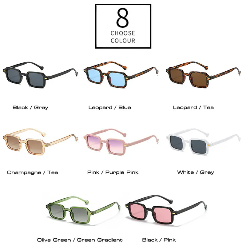 Fashion Square Sunglasses Women Retro Rivets Decoration Gradient Shades UV400 Men Leopard Blue Sun Glasses - TaMNz