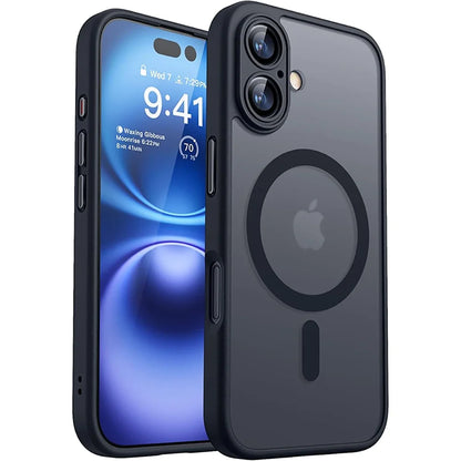 Magsafe Magnetic elegant Luxury Armor Shockproof Case For iPhone 16 Pro Max Plus For Wireless Charge Cover Matte Translucent PC