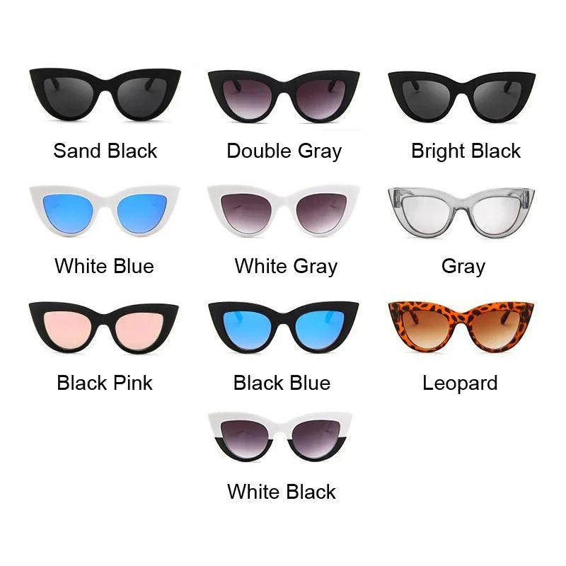 New Vintage Cat Eye Sunglasses Woman Retro Brand Cateye Shades Sun Glasses Gradient Mirror Plastic Frame Designer Oculos De Sol - TaMNz