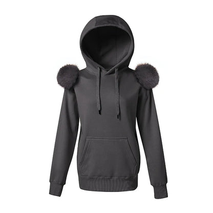 2022 New Arrival Autumn Winter Hoodie Women Fleece Pullover With Hood Real Fox Fur Lady Coat Jackets S5185 - Tamnz