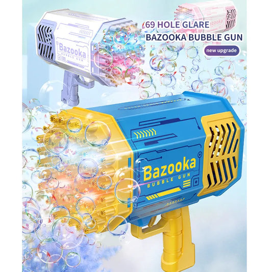 69 Holes Electric Bubble Gun Automatic Gatling Bazooka Bubble Machine With Light Children Outdoor Soap Bubble Blowing Toys - TaMNz