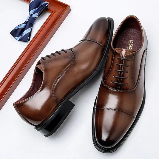 Split Leather Shoes Rubber Sole Man Business Office Male Dress Lether Shoes Genuine Leather Wedding Party Shoes - TaMNz