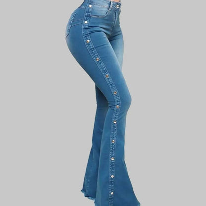 2023 Fall New High Waist Stretch Flare Jeans For Women Fashion Skinny Butt Lift Denim Boot Cut Pants Casual Slim Trousers S-5XL