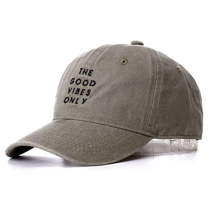 High Quality Washed Cotton THE GOOD VIBES ONLY Adjustable Solid Baseball Cap Unisex Couple Cap Fashion Dad Hat Snapback Cap