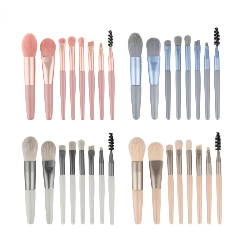 8pcs Make Up Brushes Set Cosmetic Powder Eye Shadow Foundation Blush Blending Concealer Professional Beauty Make Up Tool - TaMNz