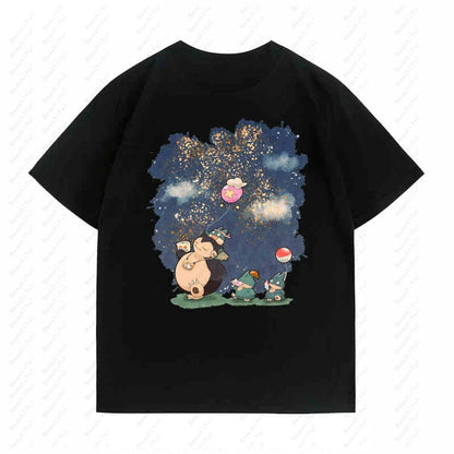 Pokemon Kabi Little Kabi Beast Cartoon Q Version Cute Couple Short-Sleeved T-Shirt Summer Men And Women Cotton Top T-Shirts