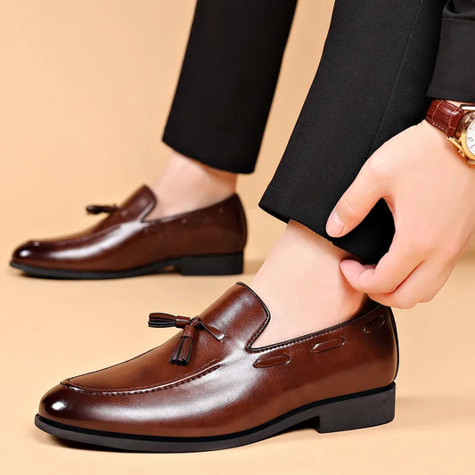 Zapatos informales de negocios nuevos para hombre, zapatos de cuero sin cordones de talla grande para hombre, zapatos de fiesta de boda
