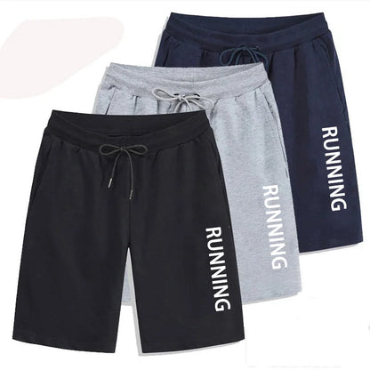 Summer Running Print Men's Shorts Elastic Drawstring Shorts Joggers Loose Fitness Breathable Sports 5 piece Casual Pants Outside