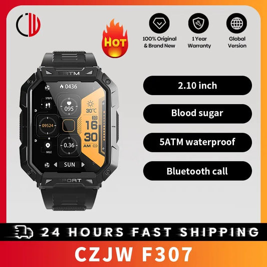 Smartwatch 5ATM waterproof Blood Sugar for men women smartwatch Outdoor Sports Bluetooth call AI Voice - TaMNz