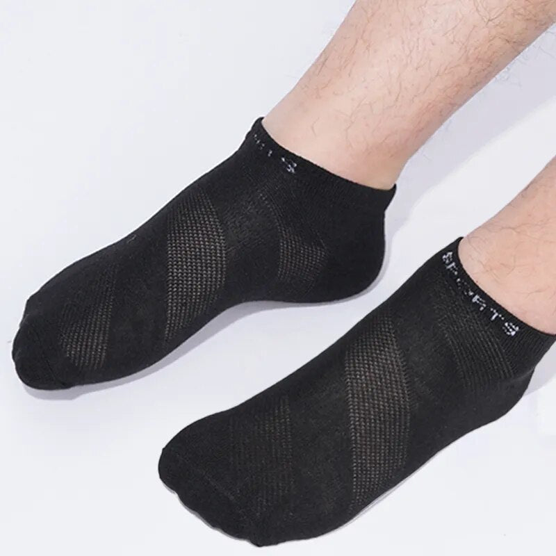 5 Pairs Men Ankle Socks Breathable Cotton Sports Mesh Casual Athletic Summer Thin Cut - TaMNz