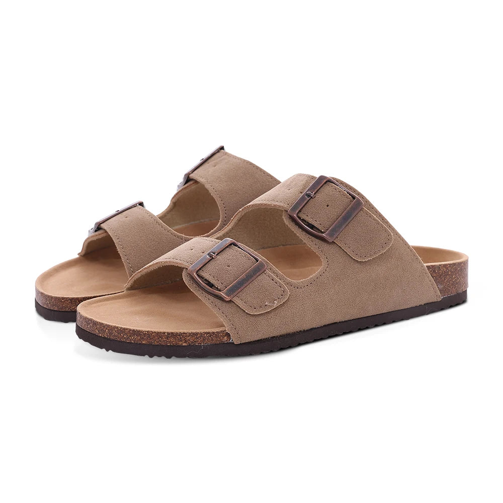 Comwarm Fashion Cork Slippers Women Classic Flat Sandals Female Outdoor Anti-slip Beach Slides Cork Sole Arch Support Sandals - Tamnz