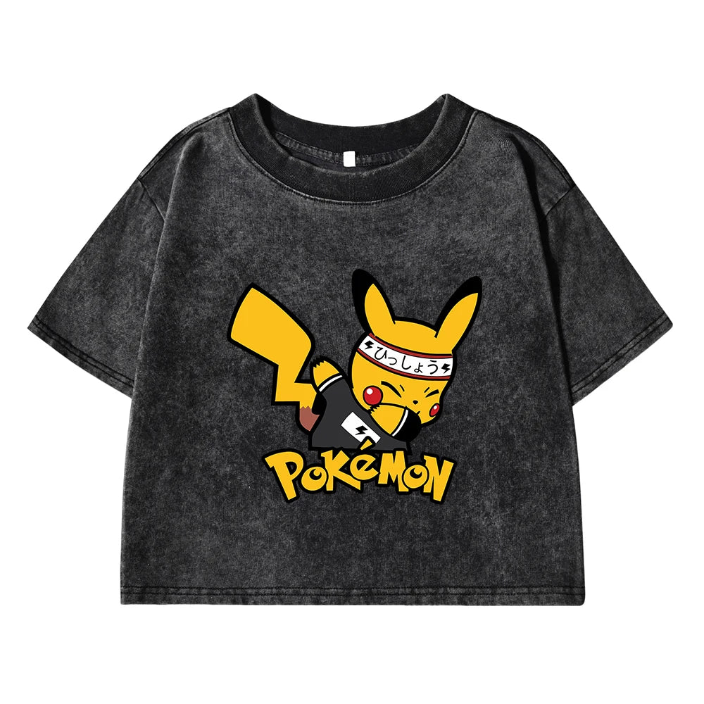 Japanese Anime Pikachu Woman T Shirts Summer American Retro Cotton Breathable Tee Shirt Fashion Casual Home Tshirt Short Sleeved