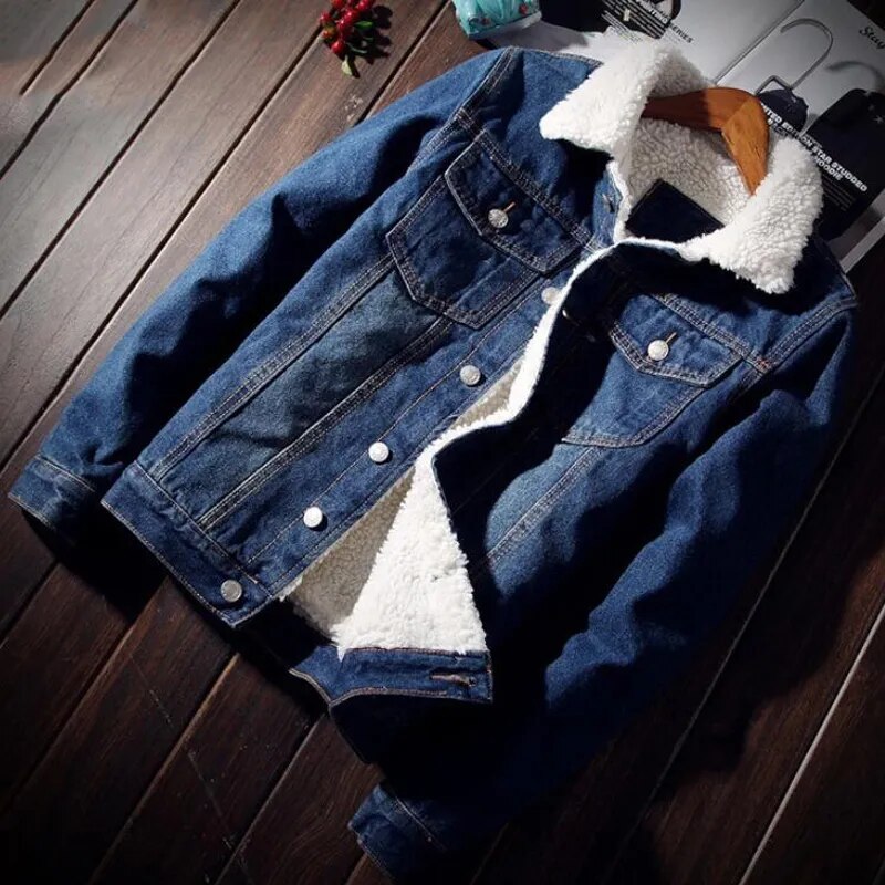 Men Denim Jacket Trendy Winter Warm Fleece Coats Mens Outwear Fashion Jean Jackets Male Cowboy Casual Clothes Plus US Size 4XL - TaMNz