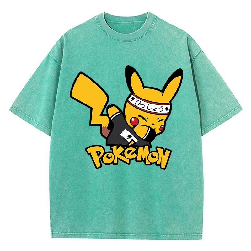 Japanese Anime Pikachu Womans Tee Shirt Summer American Retro Cotton Casual T Shirt Korean Soft High-Quality T Shirts Tops