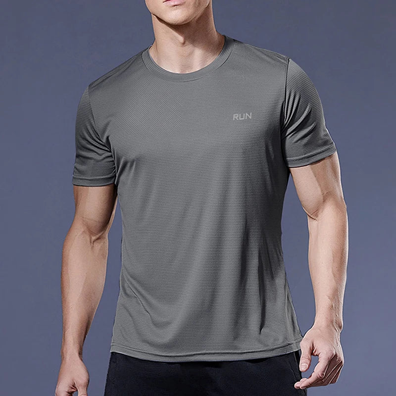Summer Men t-Shirts Short Sleeve Sport Gym Shirts Man Bodybuilding Running Fitness Shirts Quick Dry Football Jerseys Sportswear - TaMNz