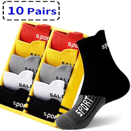 10 Pairs High Quality Men's Socks Casual Breathable Cotton Man Run Sports Socks Spring Summer - TaMNz