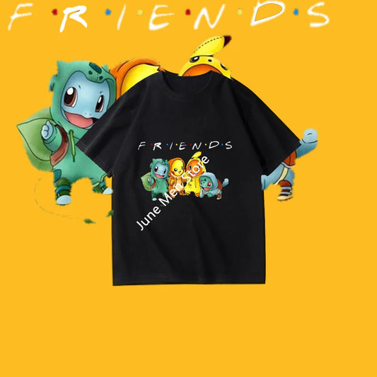 (Uniqlo) Cute Pokemon Cotton Men Women Friends T-shirt Round Neck Short Sleeve T-Shirt For Men And Women KIds New Summer Tops