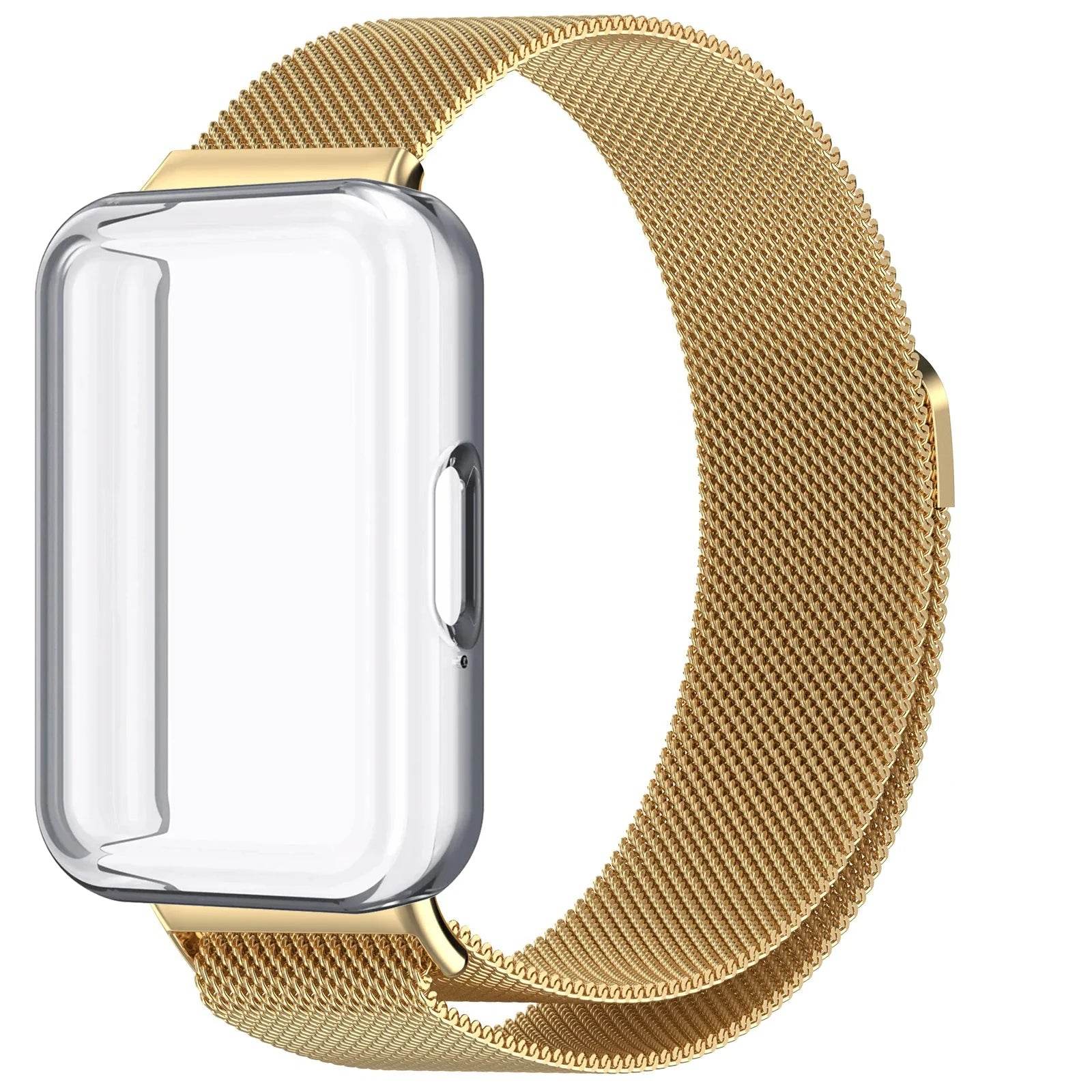 Milanese Loop Strap+TPU Case for Samsung Galaxy Fit 3 SM-R390 SmartWatch Replaceable Wristband for Galaxy Fit 3 Protective Cover - Tamnz