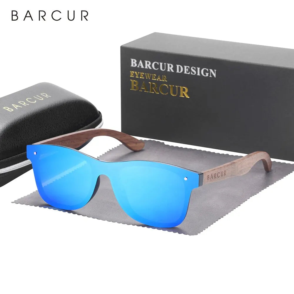 BARCUR Deisgn Wooden Sunglasses Women Man Rimless Square Sun Glasses For Men High Light UV400 Protection - TaMNz