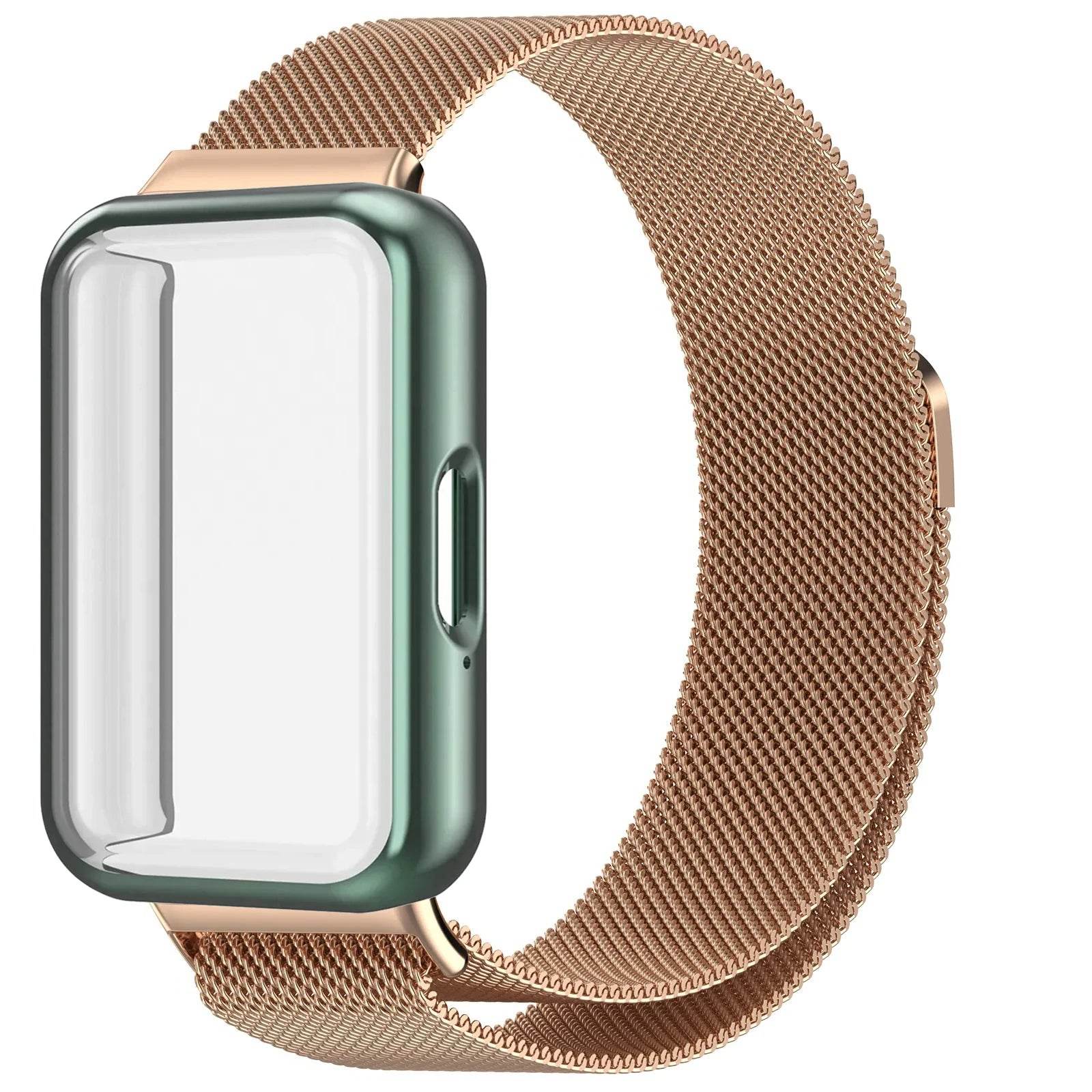 Milanese Loop Strap+TPU Case for Samsung Galaxy Fit 3 SM-R390 SmartWatch Replaceable Wristband for Galaxy Fit 3 Protective Cover - Tamnz