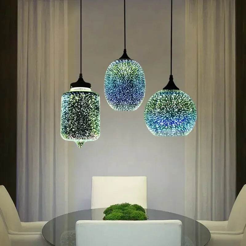 Modern Glass LED 3D Crystal Pendant Light Lighting for Living Dining Room Bedroom Bar Hallway Indoor Decoration Ceiling Lamp - Tamnz