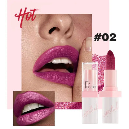 Waterproof Metallic Pearlescent Lipstick Pop Glitter Lip Gloss 10-Color Long Lasting Diamond Pearl Colour Lip Gloss Sexy Make Up