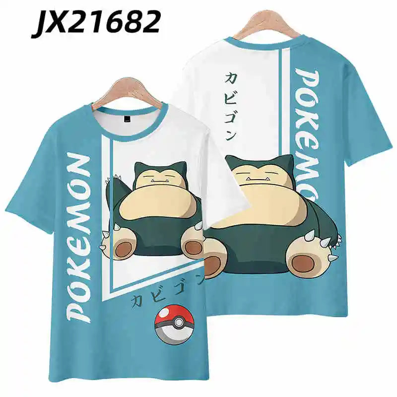 2024 Pokémon Womens T-Shirts Tops Pokemon 3d Print T Shirt Trendy Summer Casual Short Sleeve Pikachu Cute Daily Clothing Tee New