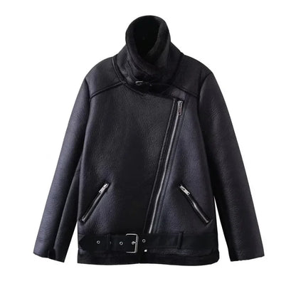 Lamb Wool Thickened Warm Jacket Motorcycle Clothing Women's Genuine Leather Integrated Board Skin Cross-border Fast Selling