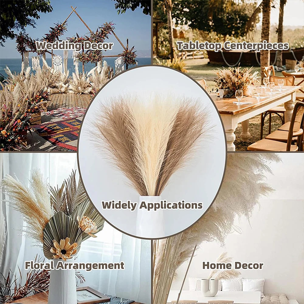 5/10/20PCS Fluffy Pampas Grass Boho Decor Artificial Flower Fake Plant Reed Simulated Party Wedding Home Decoration 42CM