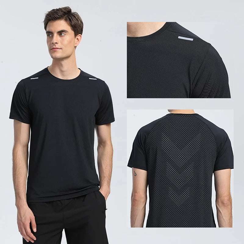 Quick Dry Men Running T-shirt Fitness Sports Top Gym Training Shirt Breathable Jogging Casual Sportswear - TaMNz