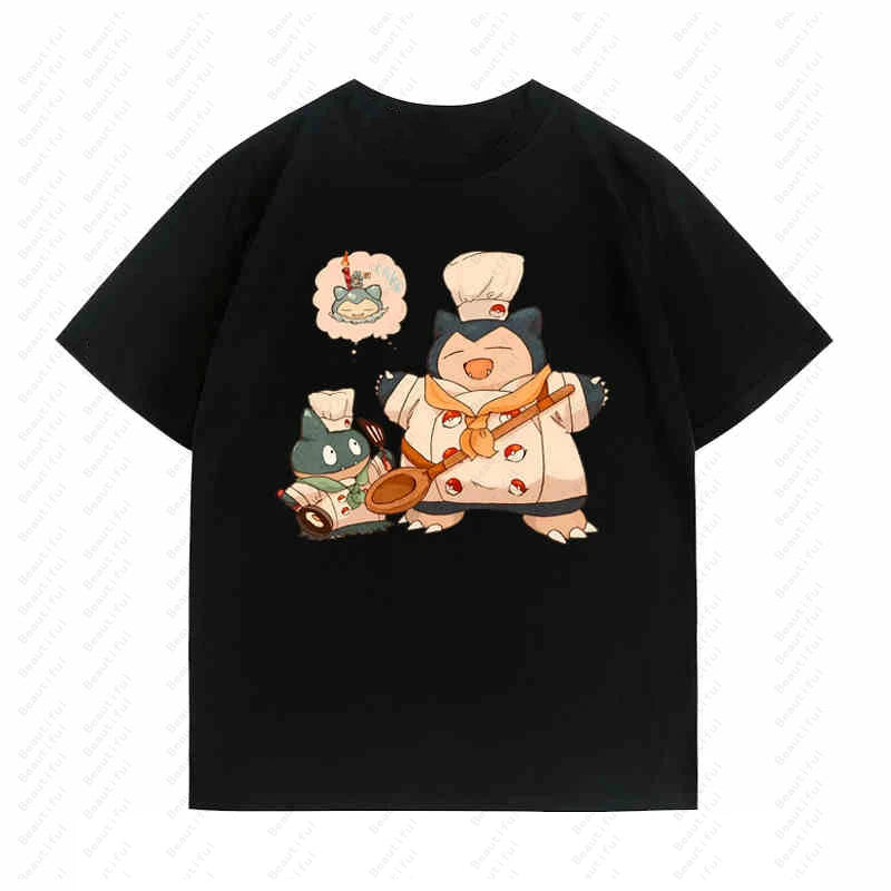 Pokemon Kabi Little Kabi Beast Cartoon Q Version Cute Couple Short-Sleeved T-Shirt Summer Men And Women Cotton Top T-Shirts