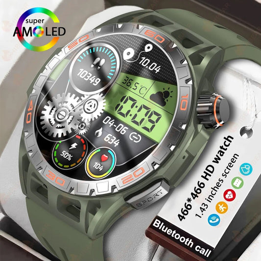 Outdoor Smart Watch Men 1.43 "AMOLED 466*466 HD Screen Always Display 400Mah battery IP68 Waterproof Bluctooth Call Smart Watch - TaMNz